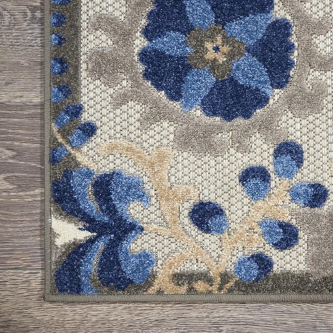 Nourison Home Aloha Natural Blue 2'8" x 4' Area Rug - Easy Clean, Non Shedding, Bed Room, Living Room, Dining Room, Kitchen (3' x 4')