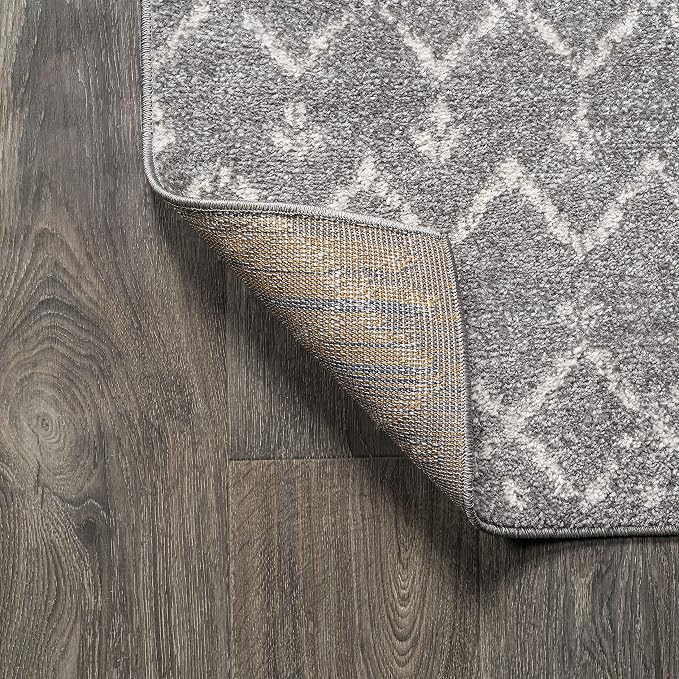 JONATHAN Y Boho Vintage Diamond Gray/Ivory Round Area Rug 7 ft, Moroccan Hype for Living Room, Bedroom, Kitchen, Office, Easy-Cleaning, High Traffic, Pet-Friendly, Non-Shedding (MOH101C-7R)