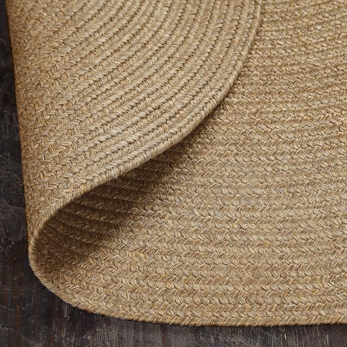 Superior Indoor/Outdoor Area Rug, Reversible Braided Floor Decor for Living Room, Kitchen, Patio, Front Porch, Modern Boho Farmhouse Rugs, Hardwood, Bedroom Accessories, 4' Round, Latte
