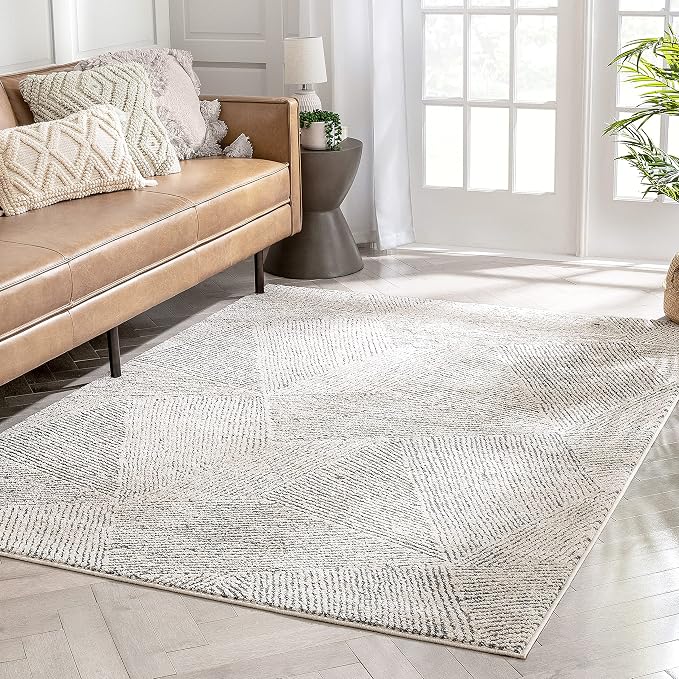 Well Woven Ezio Beige Tribal Geometric Distressed High-Lo Pile Area Rug 8x10 (7'10" x 10'6")