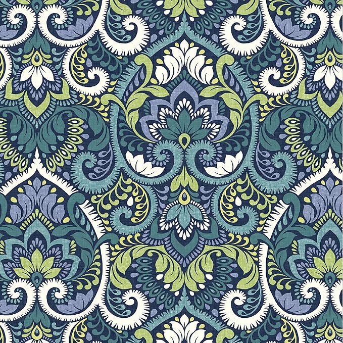 Arden 2-Pack Patio Dining Outdoor Chair Cushions, 20x44, Rain-Proof Seat Pad, Fade-Resistant Outdoor Sapphire Aurora Blue Damask