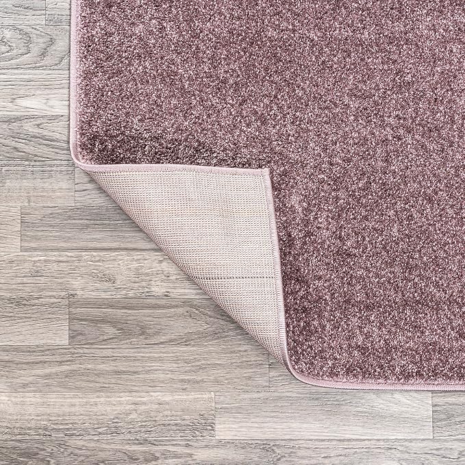 JONATHAN Y Haze Solid Low-Pile Light Purple 7x7 Square Indoor Area Rug, Coastal,Bohemian,Minimalist,Classic, Easy-Cleaning for Living Room,Bedroom,Kitchen,Pet Friendly,Non-Shedding (SEU100R-7SQ)