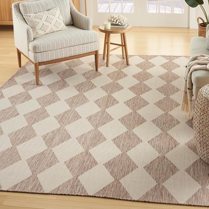 Nourison Home Positano Beige 6' x 9' Area Rug - Easy Clean, Non Shedding, Bed Room, Living Room, Dining Room, Kitchen (6' x 9')