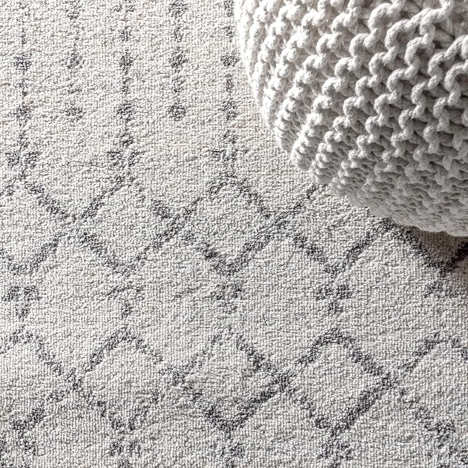 JONATHAN Y Boho Vintage Diamond Cream/Gray Indoor Area Rug 5X8 ft, Moroccan Hype for Living Room, Bedroom, Kitchen, Office, Easy-Cleaning, High Traffic, Pet-Friendly, Non-Shedding (MOH101B-5)