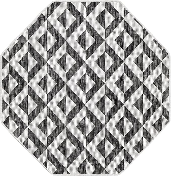 Jill Zarin Jill Zarin Outdoor Collection Area Rug - Napa (4' 1" Octagon Charcoal Gray/Ivory)