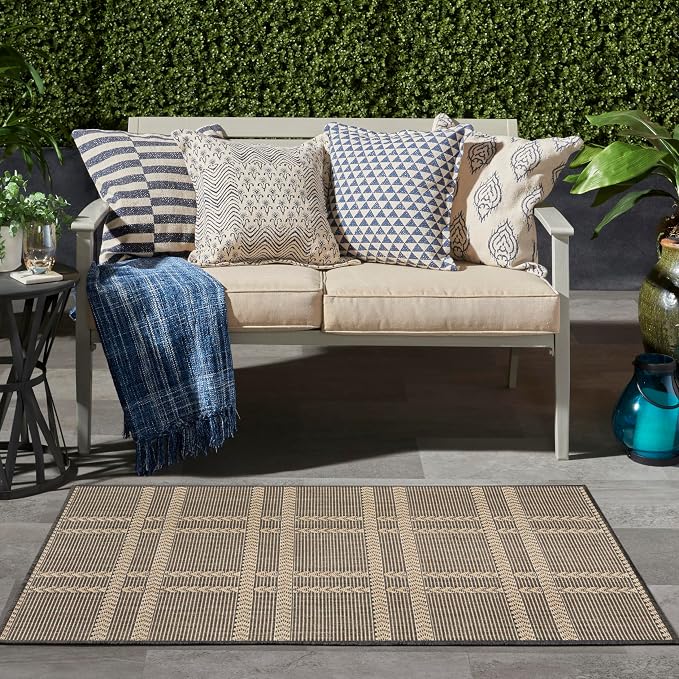 Nourison Home Horizon Indoor/Outdoor Charcoal 3' x 5' Area Rug - Easy Clean, Non Shedding, Bed Room, Living Room, Dining Room, Kitchen (3' x 5')