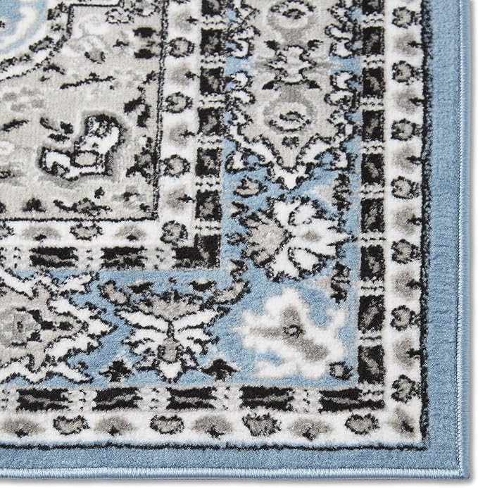 Home Dynamix Premium Sakarya Traditional Medallion Border Area Rug, Blue, 21"x35" Rectangle
