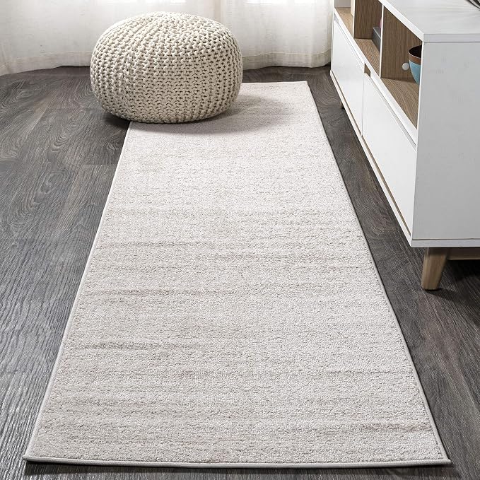 JONATHAN Y Haze Solid Low-Pile Ivory Runner Rug 2x8, Coastal,Bohemian,Minimalist,Classic, Easy-Cleaning for Living Room,Bedroom,Kitchen,Pet Friendly,Non-Shedding (SEU100D-28)