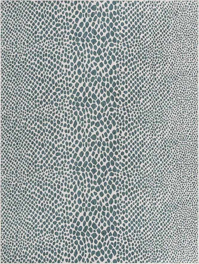 Unique Loom Outdoor Collection Area Rug - Cape Town (9' x 12' Rectangle, Teal/ Ivory)