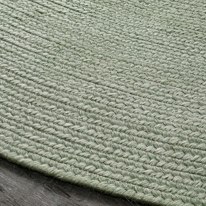Superior Jute Oval Indoor Area Rug, Fog Green