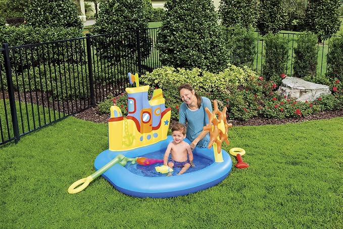 H2OGo! Tug Boat Inflatable Splash Pad - Kids Water Toy for Backyard Summer Water Play - Inflatable Water Park - Water Mat for Babies & Toddlers - (6 Piece Set)