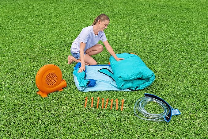 H2OGO! HydroHangout Kids Inflatable Water Park With Heavy-Duty Blower | Inflatable Water Slide, for Kids Ages 5+, 2-Minute Inflation, Durable Material, Sprinkler Wall, Shaded Clubhouse, Splash Pool