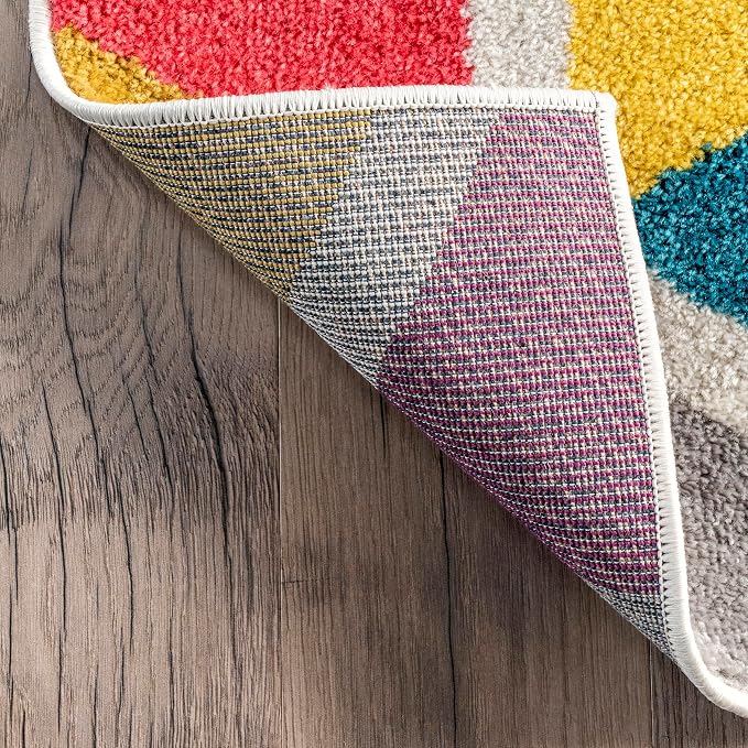 nuLOOM Maris Multicolor Geometric Power Loomed Area Rug, 7' x 9' | Nuloom Maris Geometric 7' x 9' Area Rug for Living Room Bedroom Dining Room, Multicolor