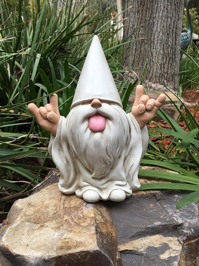 GlitZGlam Rocker Gnome 'George' This Gnome Will Rock Your Fairy Garden and Garden Gnomes 10 Inches Tall