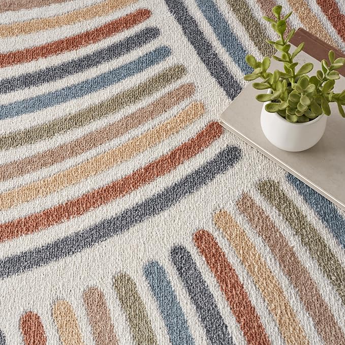Nourison Home Astra Machine Washable Ivory Multicolor 10' x 14' Area Rug - Easy Clean, Non Shedding, Bed Room, Living Room, Dining Room, Kitchen (10' x 14')