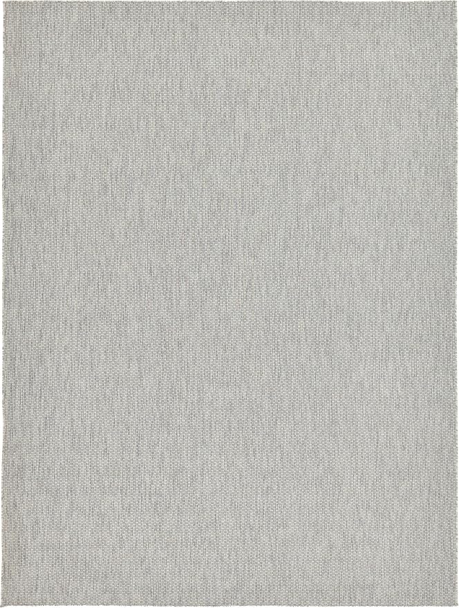 Unique Loom Collection Casual Transitional Solid Heathered Indoor/Outdoor Flatweave Area Rug (9' x 12' Rectangle, Light Gray/Ivory)