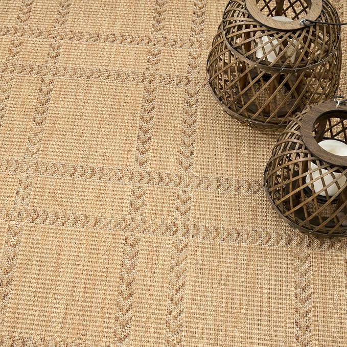 Nourison Home Horizon Indoor/Outdoor Natural 5' x 7' Area Rug - Easy Clean, Non Shedding, Bed Room, Living Room, Dining Room, Kitchen (5' x 7')