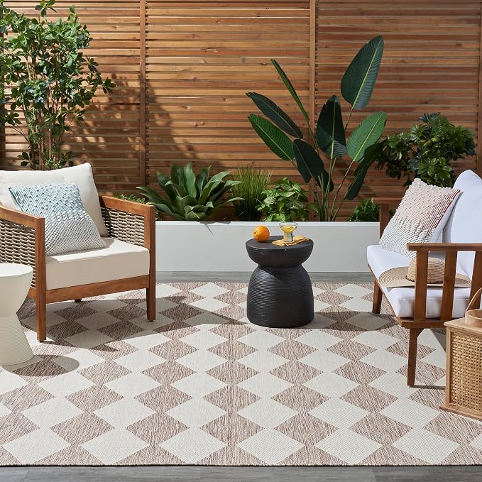 Nourison Home Positano Beige 6' x 9' Area Rug - Easy Clean, Non Shedding, Bed Room, Living Room, Dining Room, Kitchen (6' x 9')