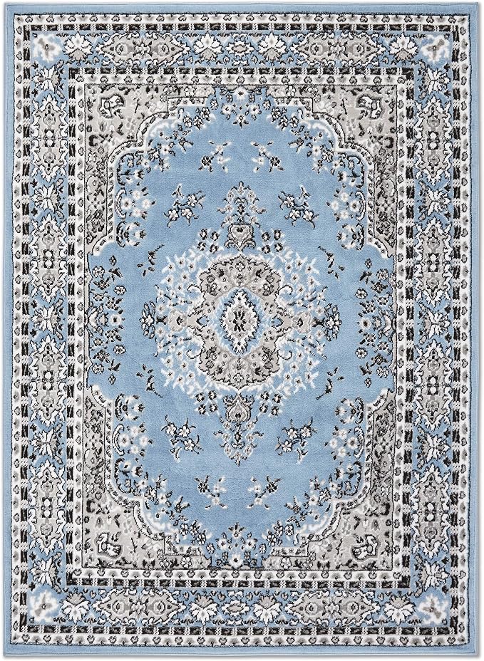 Home Dynamix Premium Sakarya Traditional Medallion Border Area Rug, Blue, 21"x35" Rectangle