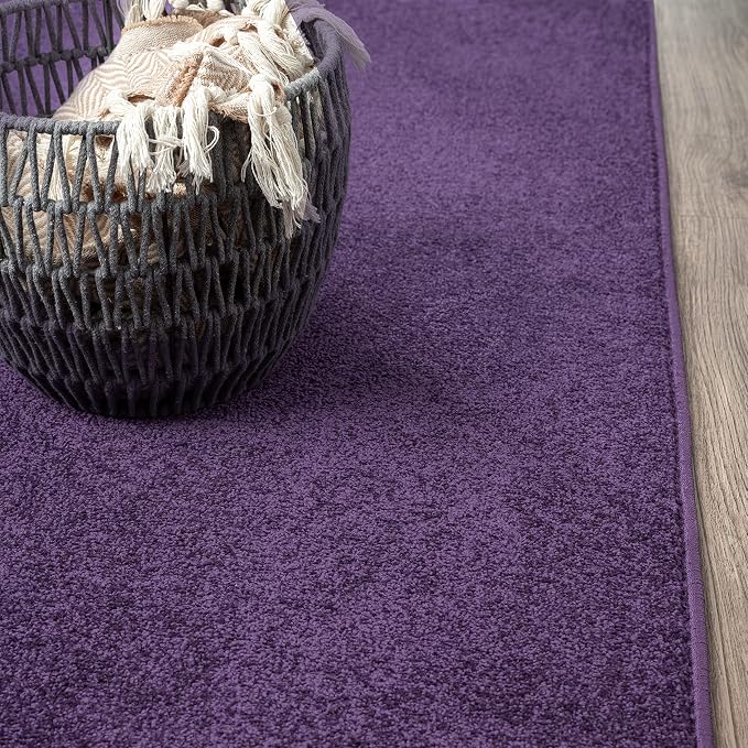 JONATHAN Y Haze Solid Low-Pile Purple Runner Rug 2x16, Coastal,Bohemian,Minimalist,Classic, Easy-Cleaning for Living Room,Bedroom,Kitchen,Pet Friendly,Non-Shedding (SEU100N-216)