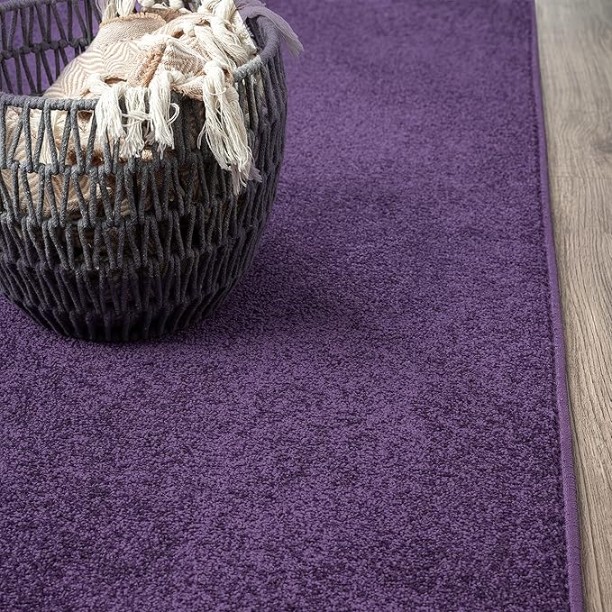 JONATHAN Y Haze Solid Low-Pile Purple 5x8 Oval Indoor Area Rug, Coastal,Bohemian,Minimalist,Classic, Easy-Cleaning for Living Room,Bedroom,Kitchen,Pet Friendly,Non-Shedding (SEU100N-5OV)
