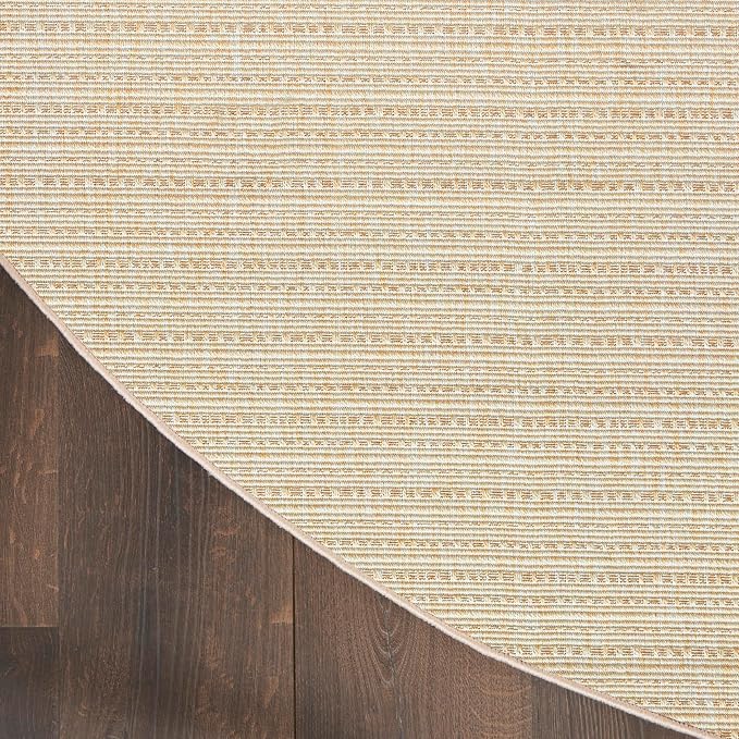 Nourison Home Tulum Cream 8' x Round Area Rug - Easy Clean, Non Shedding, Bed Room, Living Room, Dining Room, Kitchen (8' x Round)