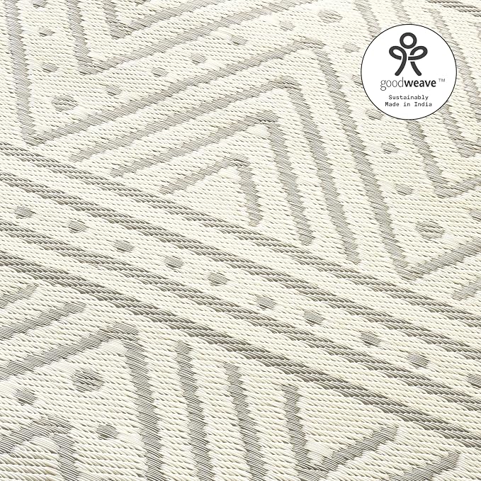 Fab Habitat Chevron Outdoor Rug - Waterproof, Fade Resistant, Crease-Free - Premium Recycled Plastic - Striped - Patio, Porch, Deck, Balcony - Patan - Beige - 5 x 8 ft