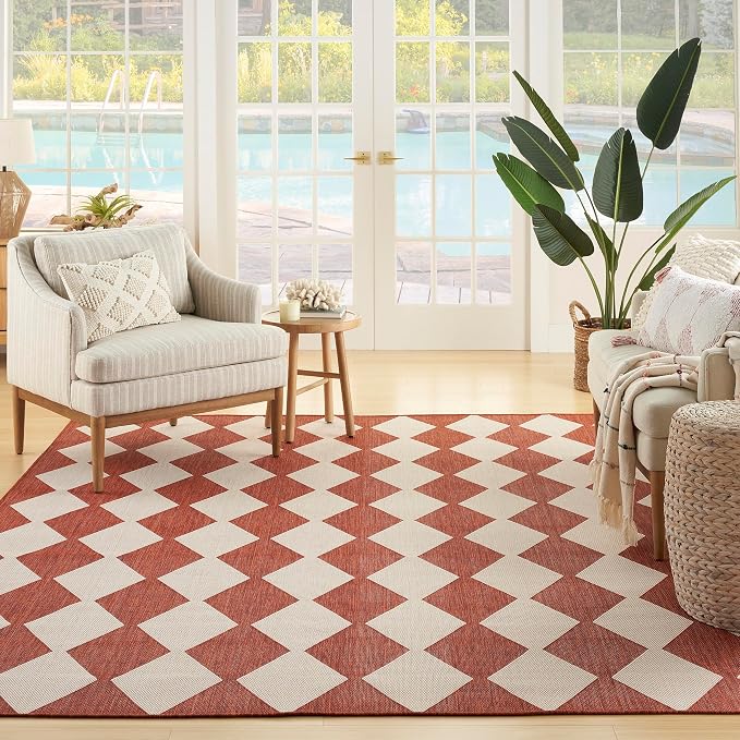 Nourison Home Positano Terracotta 6' x 9' Area Rug - Easy Clean, Non Shedding, Bed Room, Living Room, Dining Room, Kitchen (6' x 9')