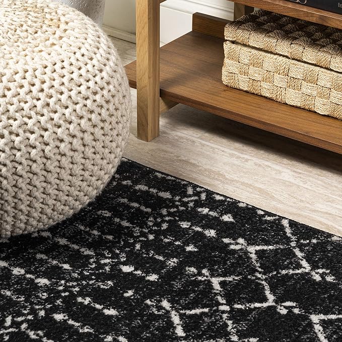 JONATHAN Y Boho Vintage Diamond Black/Ivory Runner Rug 2X8 ft, Moroccan Hype for Living Room, Bedroom, Kitchen, Office, Easy-Cleaning, High Traffic, Pet-Friendly, Non-Shedding (MOH101D-28)
