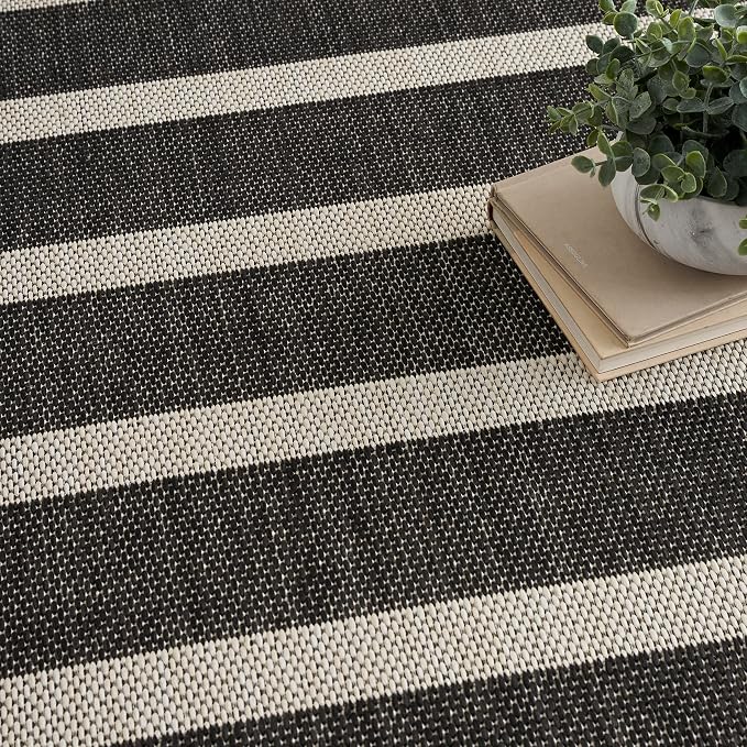 Nourison Home Positano Black Ivory 4' x 6' Area Rug - Easy Clean, Non Shedding, Bed Room, Living Room, Dining Room, Kitchen (4' x 6')