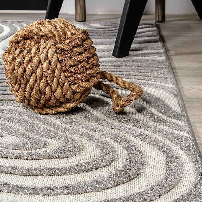 JONATHAN Y Maribo High-Low Abstract Striped Indoor/Outdoor Area Rug 3x5, Gray, Contemporary, Modern, Vintage, Bohemian for Bedroom,Kitchen,Living Room,Non Shedding,Easy-Washing (SCN103B-3)