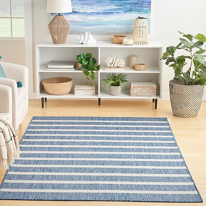Nourison Home Positano Navy Ivory 5' x 7' Area Rug - Easy Clean, Non Shedding, Bed Room, Living Room, Dining Room, Kitchen (5' x 7')
