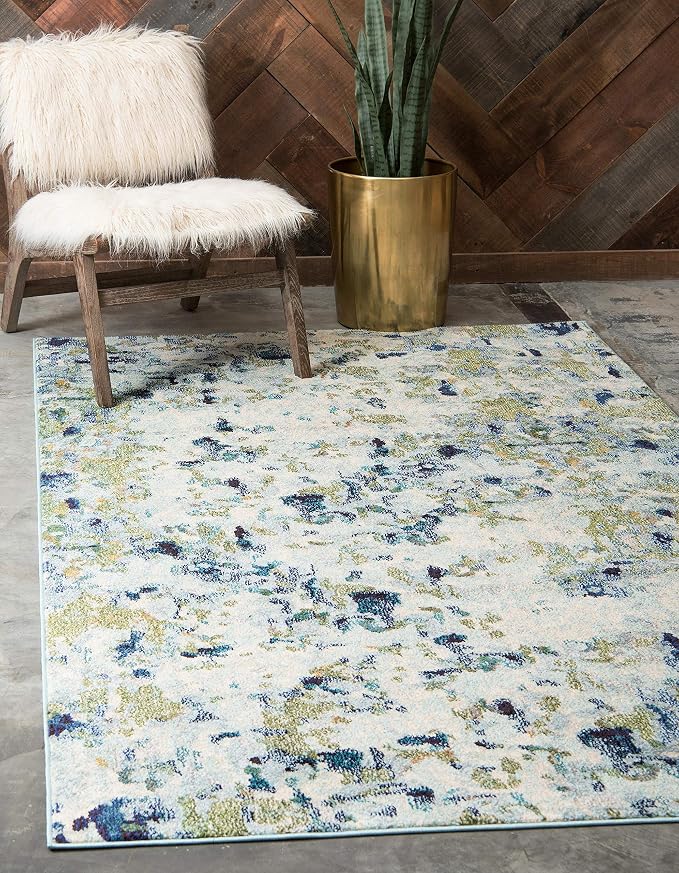 Unique Loom Chromatic Collection Area Rug - Champagne (4' 1" x 6' 1" Rectangle, Light Blue/ Blue)