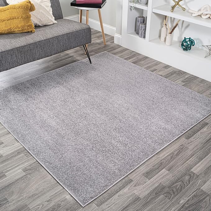 JONATHAN Y Haze Solid Low-Pile Gray 9x9 Square Indoor Area Rug, Coastal,Bohemian,Minimalist,Classic, Easy-Cleaning for Living Room,Bedroom,Kitchen,Pet Friendly,Non-Shedding (SEU100A-9SQ)