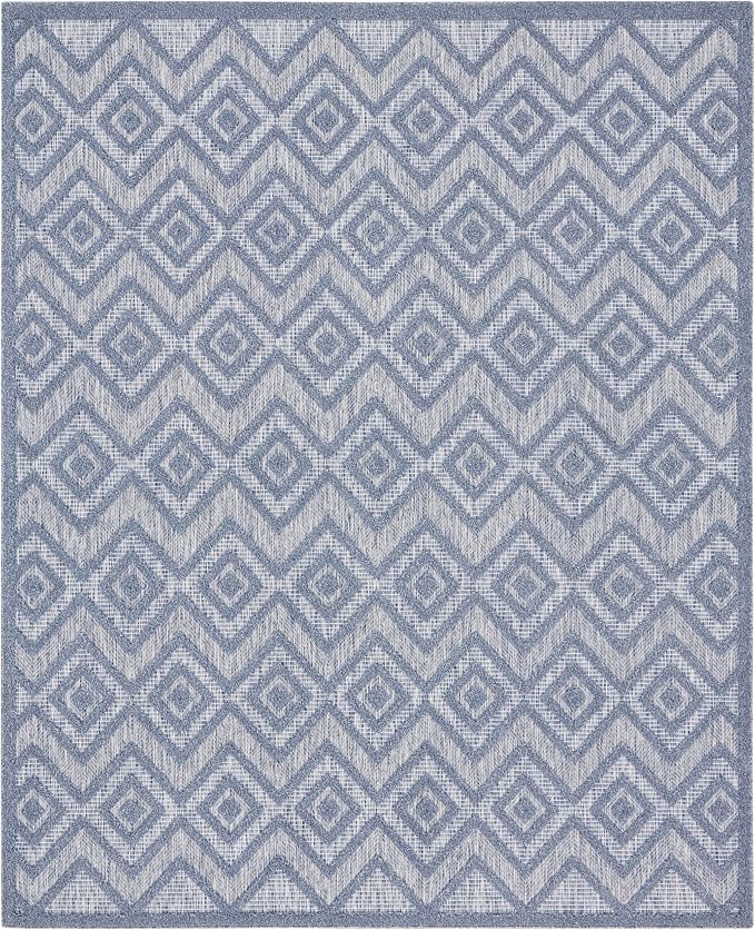 Nourison Home Versatile Denim Blue 8' x 10' Area Rug - Easy Clean, Non Shedding, Bed Room, Living Room, Dining Room, Kitchen (8' x 10')