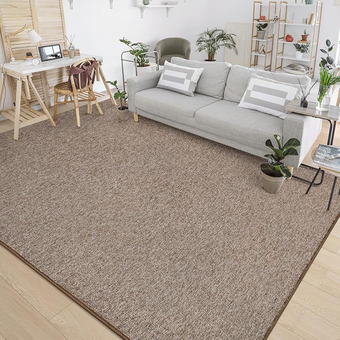 Chicrug Modern 7x10 Memory Foam Area Rugs for Bedroom Living Room | Low-pile Carpet Rug for Kids Playroom, Floor Rug for Bedside Dorm Dining Room Home Decor, Brown and White