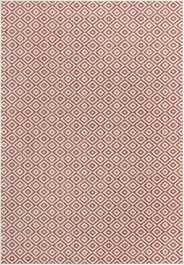 Unique Loom Outdoor Collection Area Rug - Costa Rica (7' 1" x 10' Rectangle, Rust Red/ Ivory)