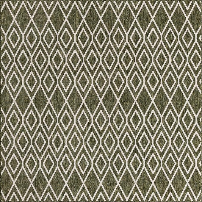 Jill Zarin Outdoor Collection Area Rug - Turks and Caicos (7' 10" Square Green/Ivory)