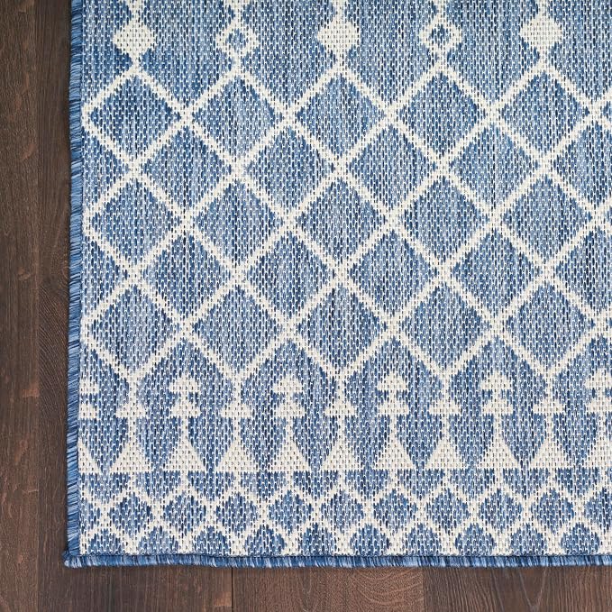 Nourison Home Positano Navy Blue 2'2" x 8' Area Rug - Easy Clean, Non Shedding, Bed Room, Living Room, Dining Room, Kitchen (8' Runner)