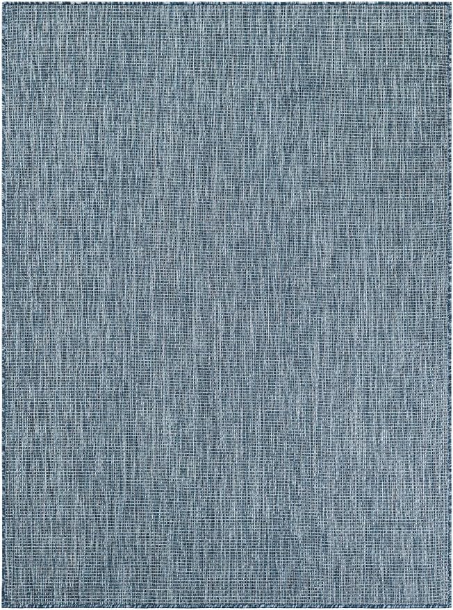Unique Loom Outdoor Solid Collection Area Rug (5' 3" x 7' 1" Rectangle Blue/Navy Blue)