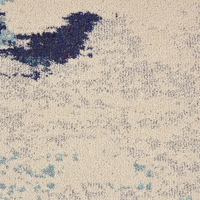 Nourison Home Celestial Ivory Teal Blue 7'10" x 10'6" Area Rug - Easy Clean, Non Shedding, Bed Room, Living Room, Dining Room, Kitchen (8' x 11')