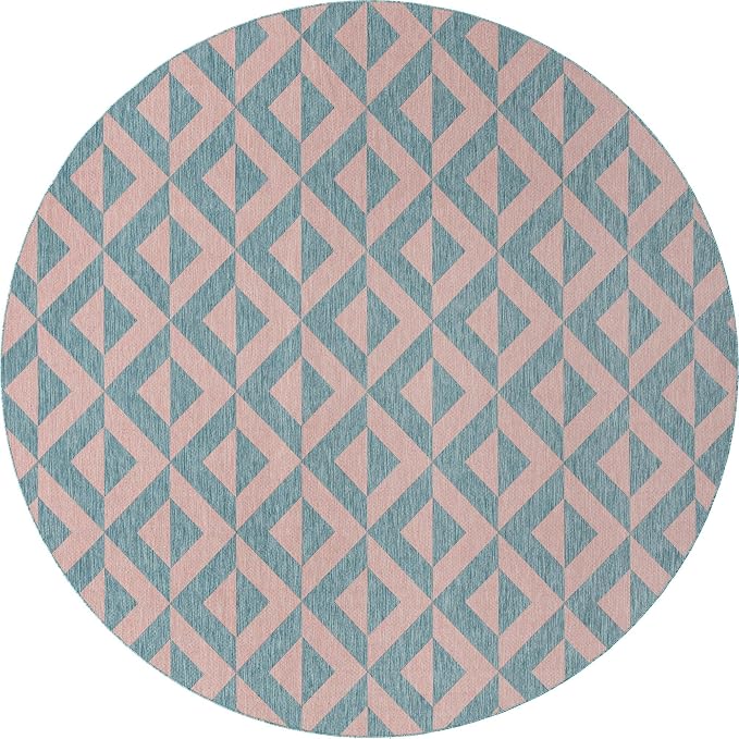 Jill Zarin Jill Zarin Outdoor Collection Area Rug - Napa (10' 8" Round Pink and Aqua/Light Blue)