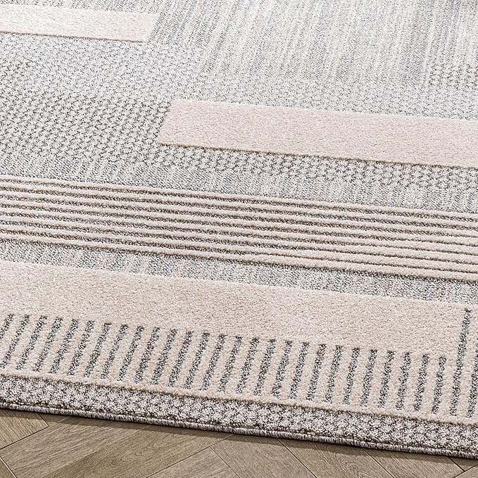 Well Woven Harlow Collection Briar Beige - Modern Tribal Minimalist Geometric 8x10 Area Rug - Ideal for Living Room, Dining Room & Bedroom - Durable, Stain Resistant & Easy to Clean