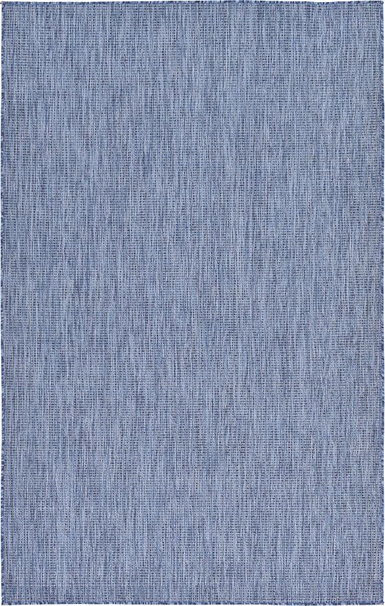 Unique Loom Collection Casual Transitional Solid Heathered Indoor/Outdoor Flatweave Area Rug (5' 3" x 8' Rectangle, Blue/Navy Blue)