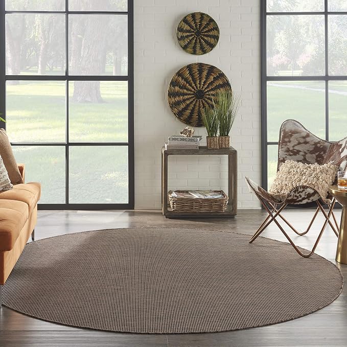 Nourison Home Positano Natural 8' x Round Area Rug - Easy Clean, Non Shedding, Bed Room, Living Room, Dining Room, Kitchen (8' x Round)