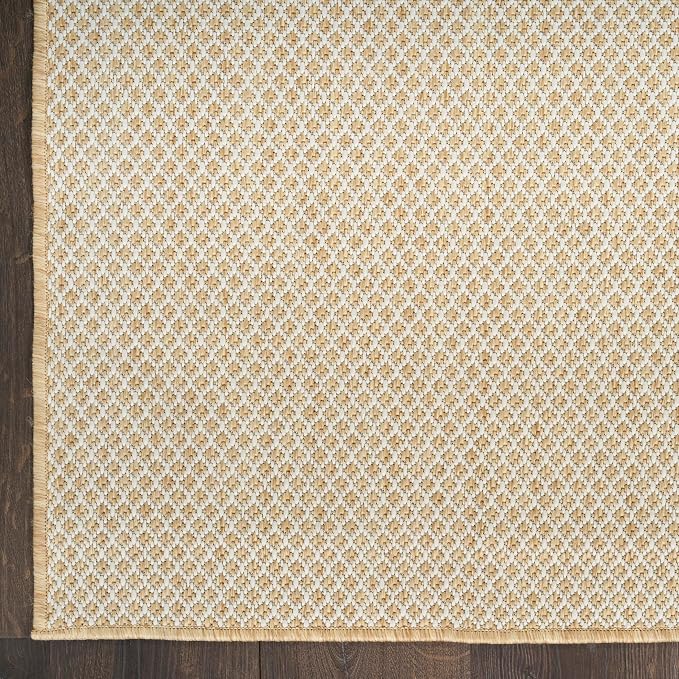 Nourison Home Courtyard Natural 10' x 14' Area Rug - Easy Clean, Non Shedding, Bed Room, Living Room, Dining Room, Kitchen (10' x 14')