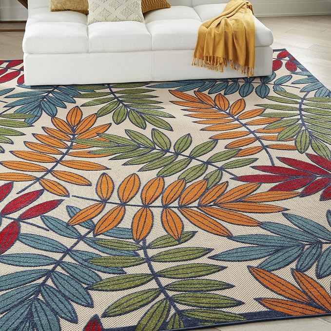 Nourison Home Aloha Multicolor 9' x 12' Area Rug - Easy Clean, Non Shedding, Bed Room, Living Room, Dining Room, Kitchen (9' x 12')