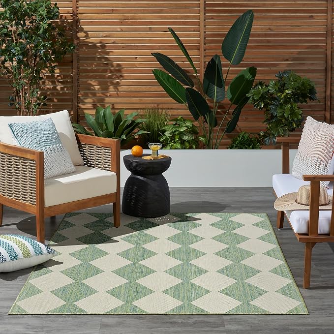 Nourison Home Positano Blue Green 4' x 6' Area Rug - Easy Clean, Non Shedding, Bed Room, Living Room, Dining Room, Kitchen (4' x 6')