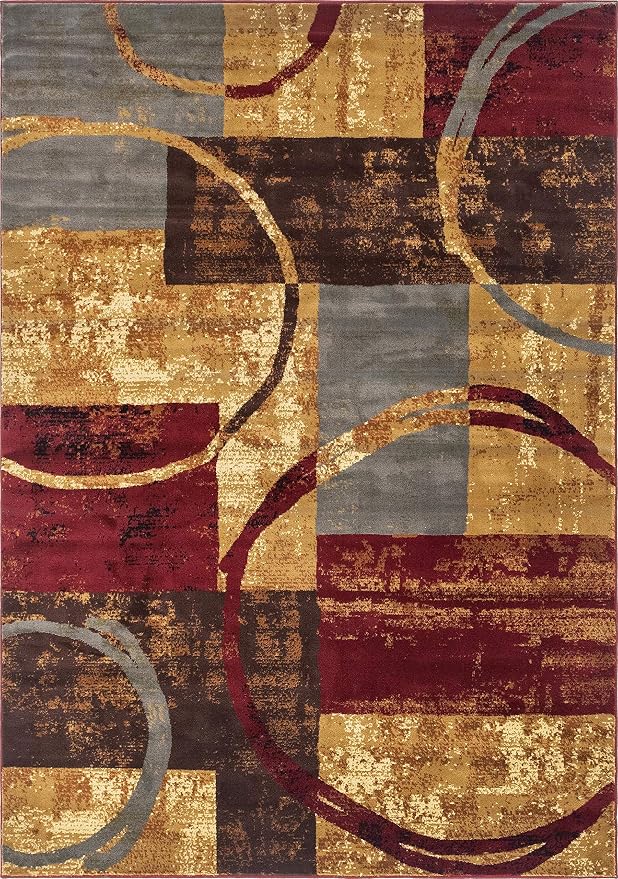 Unique Loom Barista Collection Area Rug - Kouillou (7' 1" x 10' Rectangle, Multi/ Brown)