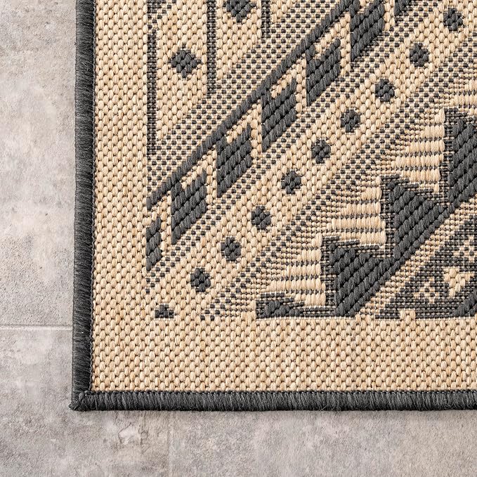 Nuloom Outdoor Performance Collection Landry Charcoal/Ivory, 5' x 8', Soft, High Traffic, Stain Resistant, Easy Clean, Durable Area Rug for Indoor/Outdoor Patio, Deck, Porch, Garden, Courtyard